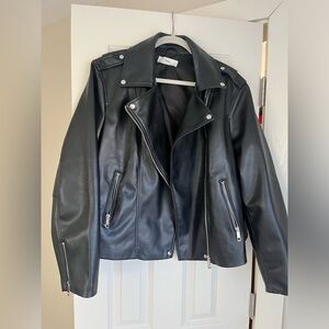 Faux leather moto jacket